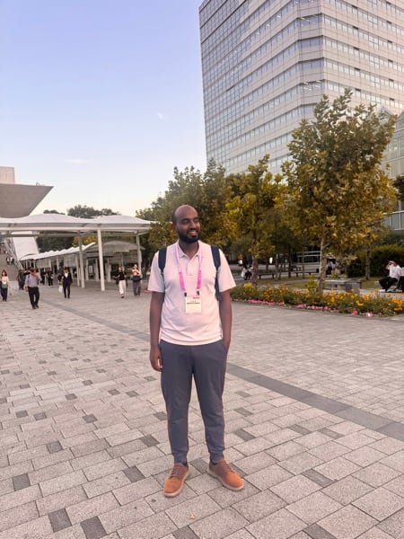 Outside the SCAJ exhibition venue in Tokyo